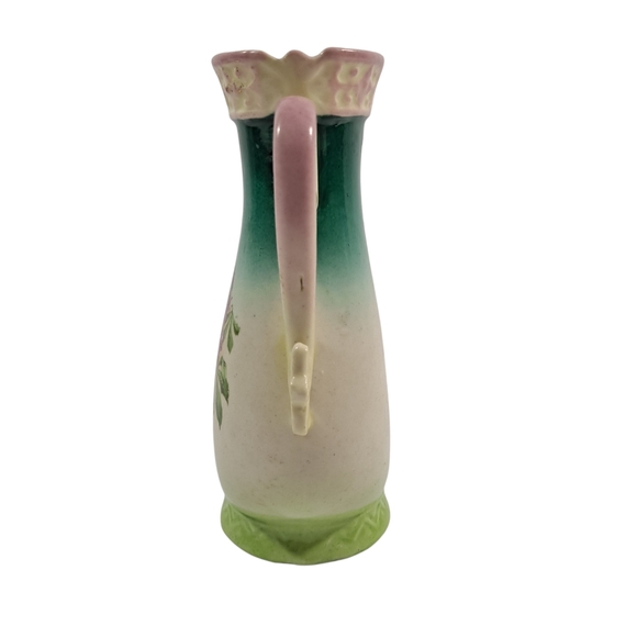 Antique Austrian Porcelain Vase Hand Painted Flowers Dragon Fly Art Nouveau 7.5" - Picture 4 of 11